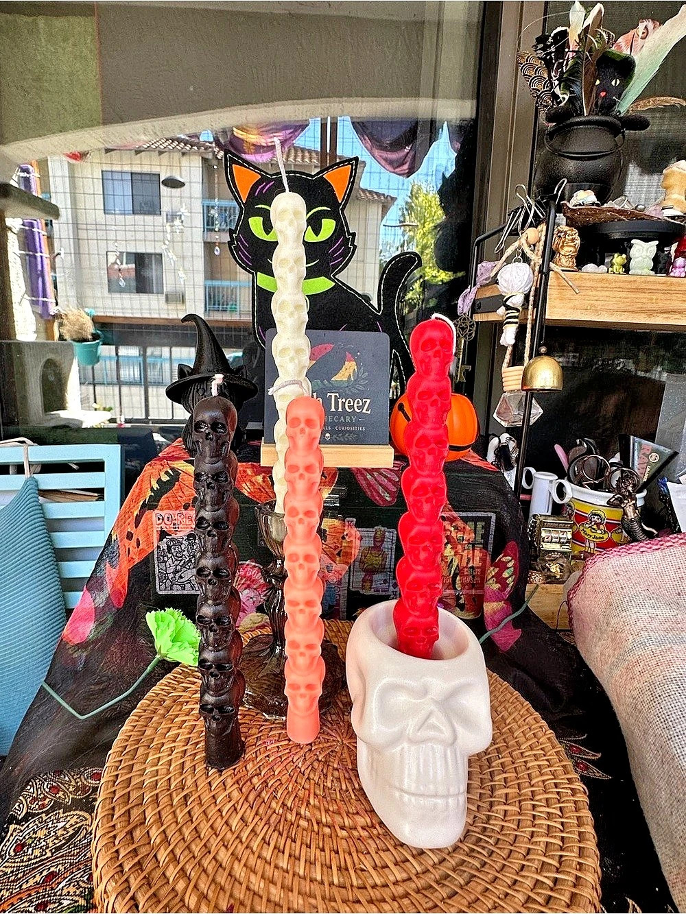 Set of 4 Skull Taper Candles – Gothic Ritual Candle Set